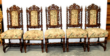 Chairs, French, Set of Ten, Carved Oak, Upholstered, with Barley Twist, 1800's! - Old Europe Antique Home Furnishings