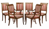 Chairs, Dining, (6) Regency Style, Parcel Gilt, Red and White Stripe, Vintage! - Old Europe Antique Home Furnishings