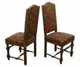 Chairs, French Louis XIII Style Upholstered, Set of Six, Colorful Early 1900s, Gorgeous Antique - Old Europe Antique Home Furnishings
