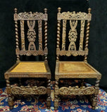 Chairs, Side, Carved Renaissance Style, A Pair of Caned Chairs, Gorgeous Antiques!!! - Old Europe Antique Home Furnishings