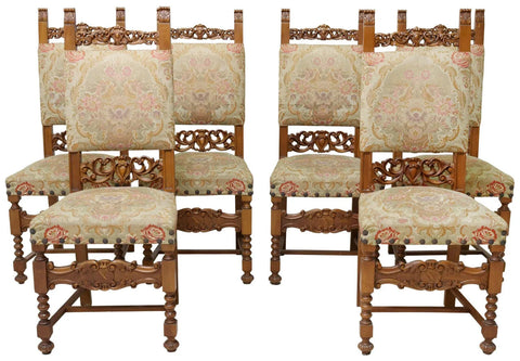 Chairs, Side, (6) Italian Renaissance Revival, Upholstered, Chairs, Vintage!! - Old Europe Antique Home Furnishings