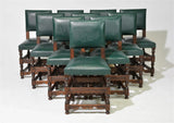 Chairs, Side, Dining, Green, Set of 10, French, Upholstered Chairs, 36 ins H.!! - Old Europe Antique Home Furnishings