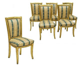 Chairs, Side, Italian Carved Giltwood, Set of 6, Upholstered, Green and Beige - Old Europe Antique Home Furnishings
