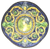 Charger, Wall, Large Italian, Majolica Portrait, Polychrome, Vintage / Antique! - Old Europe Antique Home Furnishings