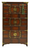 Chest, Storage Korean Brass-Mounted Elm Three Level Clothing, Brass, Vintage!! - Old Europe Antique Home Furnishings