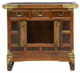 Chest, Cabinet, Storage Korean Brass-Mounted, Incised Key Design, Vintage! - Old Europe Antique Home Furnishings