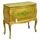 Chest / Dresser, Green and Gold Florentine, 2 Drawer, Vintage / Antique, Charming!! - Old Europe Antique Home Furnishings