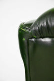 Chesterfield Sofa and Chairs, British Leather Green Curved Back, Vintage! - Old Europe Antique Home Furnishings