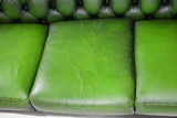 Chesterfield Sofa and Chairs, British Leather Green Curved Back, Vintage! - Old Europe Antique Home Furnishings