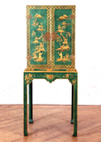 Chinoiserie Cabinet, Decorated Bar Or Television Cabinet, Two Door, 65.5 Ins H. - Old Europe Antique Home Furnishings