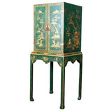 Chinoiserie Cabinet, Decorated Bar Or Television Cabinet, Two Door, 65.5 Ins H. - Old Europe Antique Home Furnishings