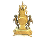 Clock, Vintage, Mantel, Gilt Brass, & Onyx, Decorative, Clock, Gorgeous!! - Old Europe Antique Home Furnishings