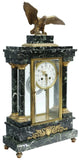 Clock, Portico, French Empire Style Green Marble, Gilt Metal Eagle, Late 1800's! - Old Europe Antique Home Furnishings