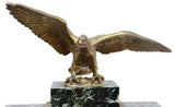 Clock, Portico, French Empire Style Green Marble, Gilt Metal Eagle, Late 1800's! - Old Europe Antique Home Furnishings