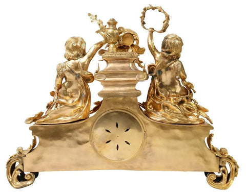 Clock, Candelabra, Mantel Set (3) Louis XV Style, Bronze Dore