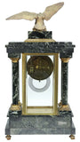 Clock, Portico, French Empire Style Green Marble, Gilt Metal Eagle, Late 1800's! - Old Europe Antique Home Furnishings