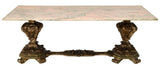 Coffee Table, Italian Marble-Top Giltwood, Double Pedestal, 1900's,Vintage!! - Old Europe Antique Home Furnishings