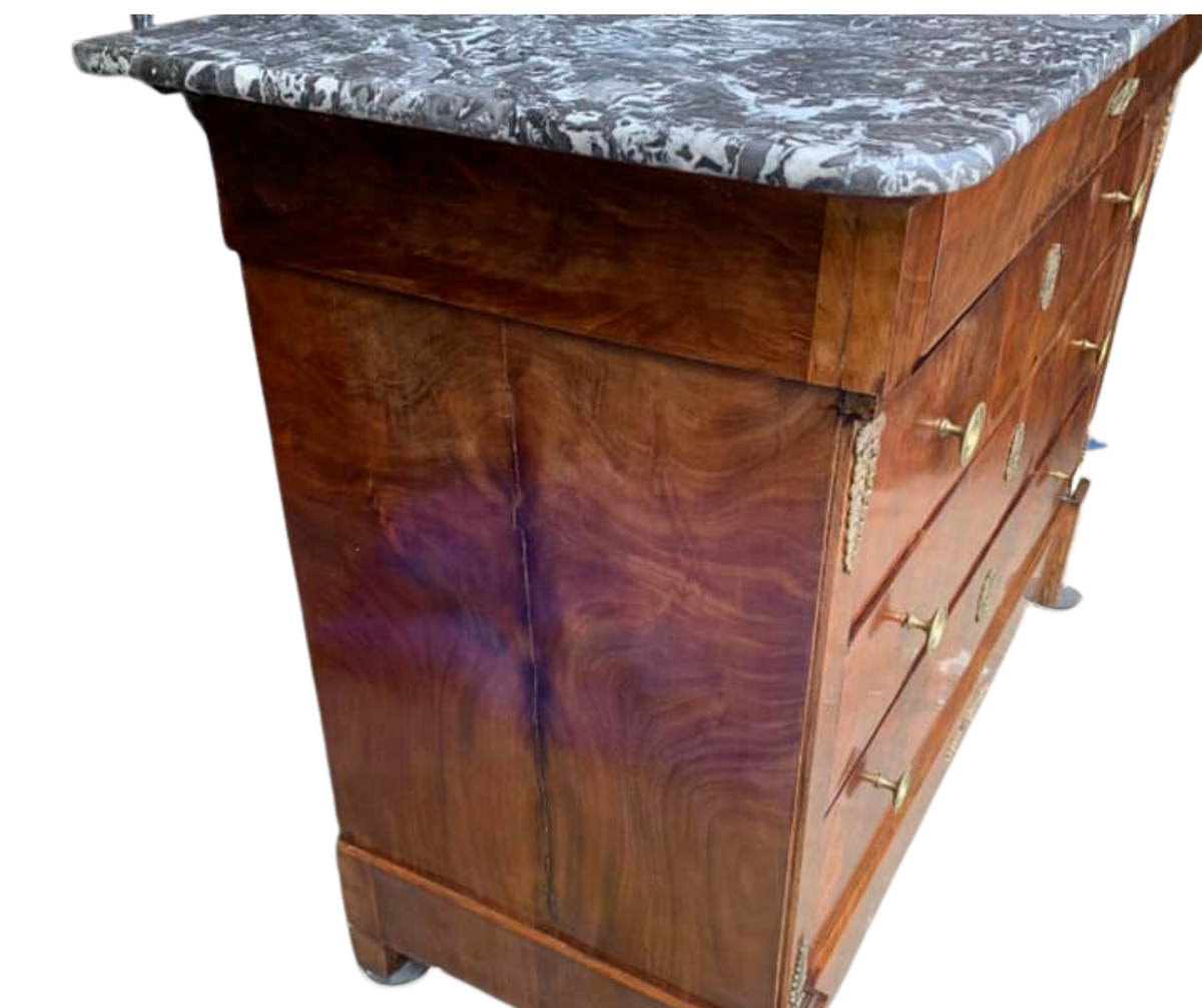 Antique Commode, Flame Mahogany Empire Style French, Gilt Metal Pulls ...