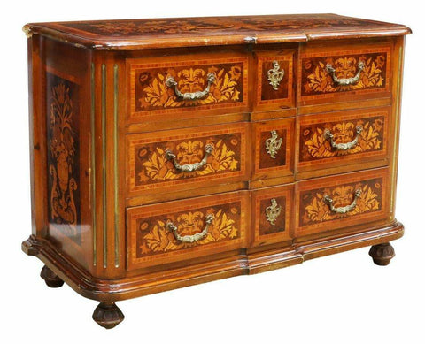 Commode / Dresser, Dutch Style Floral Marquetry, Vintage / Antique, Handsome! - Old Europe Antique Home Furnishings