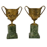 Antique Compotes, European Gilt Bronze, Two Marble Mounted, Early 1800's! - Old Europe Antique Home Furnishings