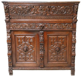 Cupboard, Sideboard, French Renaissance Revival Carved Oak, Foliate, early 1800s!! - Old Europe Antique Home Furnishings