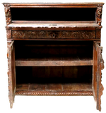 Cupboard, Sideboard, French Renaissance Revival Carved Oak, Foliate, early 1800s!! - Old Europe Antique Home Furnishings