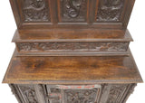 Cupboard, Cabinet, Vestry, Spanish Renaissance Revival, Oak, Crest, 1800s! - Old Europe Antique Home Furnishings