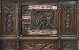 Cupboard, Cabinet, Vestry, Spanish Renaissance Revival, Oak, Crest, 1800s! - Old Europe Antique Home Furnishings