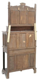Cupboard, Cabinet, Vestry, Spanish Renaissance Revival, Oak, Crest, 1800s! - Old Europe Antique Home Furnishings