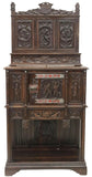 Cupboard, Cabinet, Vestry, Spanish Renaissance Revival, Oak, Crest, 1800s! - Old Europe Antique Home Furnishings