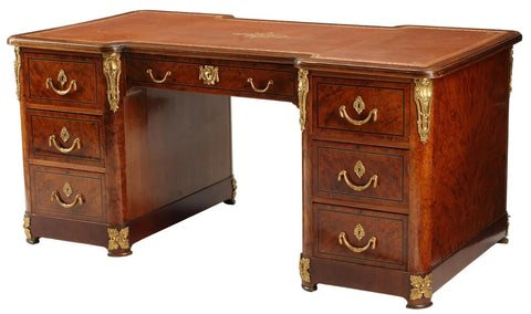 Desk, Pedestal, Ormolu-Mounted, Bronze Dore Mounts, Vintage / Antique, 20th C.! - Old Europe Antique Home Furnishings