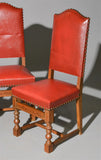 Dining Chairs, Leather, Red, 6 or 7, Upholstered Dining Chairs, Vintage!! - Old Europe Antique Home Furnishings