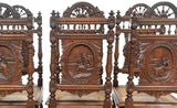Dining Chairs, French Breton, Set of 6, Vintage, Heavily Carved, Rattan Seat!! - Old Europe Antique Home Furnishings