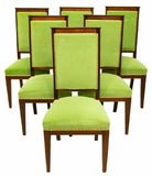 Dining Chairs, Mahogany, Set of 6 French, Vintage / Antique, Bright Green!! - Old Europe Antique Home Furnishings