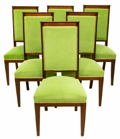 Dining Chairs, Mahogany, Set of 6 French, Vintage / Antique, Bright Green!! - Old Europe Antique Home Furnishings