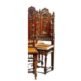 Dining Chairs, Oak, Set of Five Spanish Renaissance Style, Figural, Carved Wood! - Old Europe Antique Home Furnishings