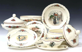 Dinner Service, 'Obernai" Pottery, French, SarreguemInes Faience, 84-Piece Set! - Old Europe Antique Home Furnishings