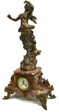 ELEGANT FRENCH FIGURAL MARBLE MANTEL CLOCK SET, early 1900s!! - Old Europe Antique Home Furnishings