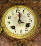 ELEGANT FRENCH FIGURAL MARBLE MANTEL CLOCK SET, early 1900s!! - Old Europe Antique Home Furnishings
