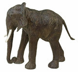 Elephant, Statue, Wood, & Leather, Large, Standing , 47" H, Vintage / Antique!! - Old Europe Antique Home Furnishings