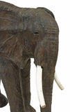 Elephant, Statue, Wood, & Leather, Large, Standing , 47" H, Vintage / Antique!! - Old Europe Antique Home Furnishings