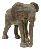 Elephant, Statue, Wood, & Leather, Large, Standing , 47" H, Vintage / Antique!! - Old Europe Antique Home Furnishings