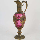 Ewer, Bronze Gilt, Glass, Continental, Clear to Cranberry, Vintage / Antique, Gogeous!! - Old Europe Antique Home Furnishings