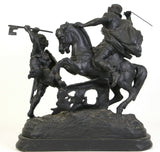 Figures, Sculpture, Spelter, Cast Vic. Warrior, 18 ins x 20 ins, Home Decor - Old Europe Antique Home Furnishings