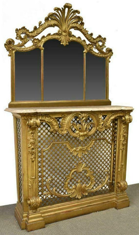 Antique Fireplace Surround, Venetian Gilt, Louis XV Style, 1800s, Gorgeous!! - Old Europe Antique Home Furnishings