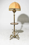 Floor Lamp, Table, Heavy Brass, Adjustable with Onyx, Vintage / Antique!! - Old Europe Antique Home Furnishings