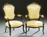 Parlor Set French Louis XV Style Ebonized Beech and Parcel Gilt, Settee 2 Armch - Old Europe Antique Home Furnishings