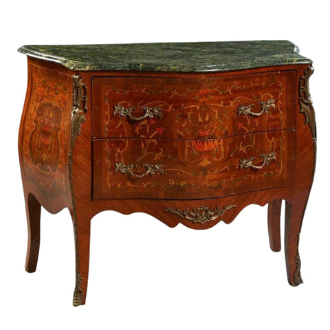 Bombe, French Louis XV Style Ormolu Mounted Marble Top, Vintage / Antique!! - Old Europe Antique Home Furnishings