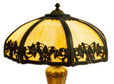 GORGEOUS AMERICAN SLAG GLASS & GILT METAL TABLE LAMP, early 1900s!! - Old Europe Antique Home Furnishings