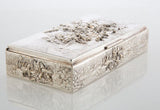 Gorgeous Danish Repousse Figural Cigarette Box,Silver Plate!!! - Old Europe Antique Home Furnishings